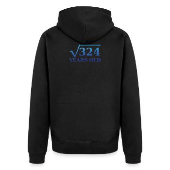 Wurzel 324 18. Geburtstag - Unisex Premium Bio Zip Hoodie - Schwarz - Hinten - Nico (187cm)