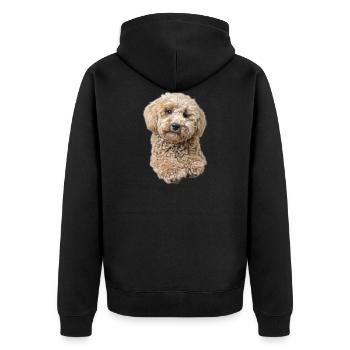 Pudel Pepe - Unisex Premium Bio Zip Hoodie - Schwarz - Hinten - Nico (187cm)