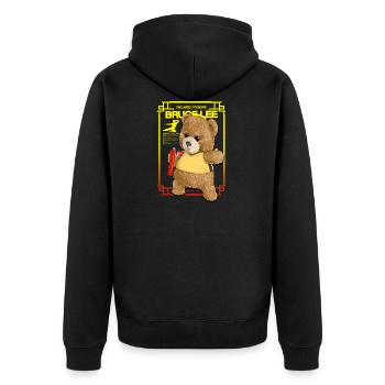 Kongfu Bear - Bruce Lee - Unisex Premium Bio Zip Hoodie - Schwarz - Hinten - Nico (187cm)