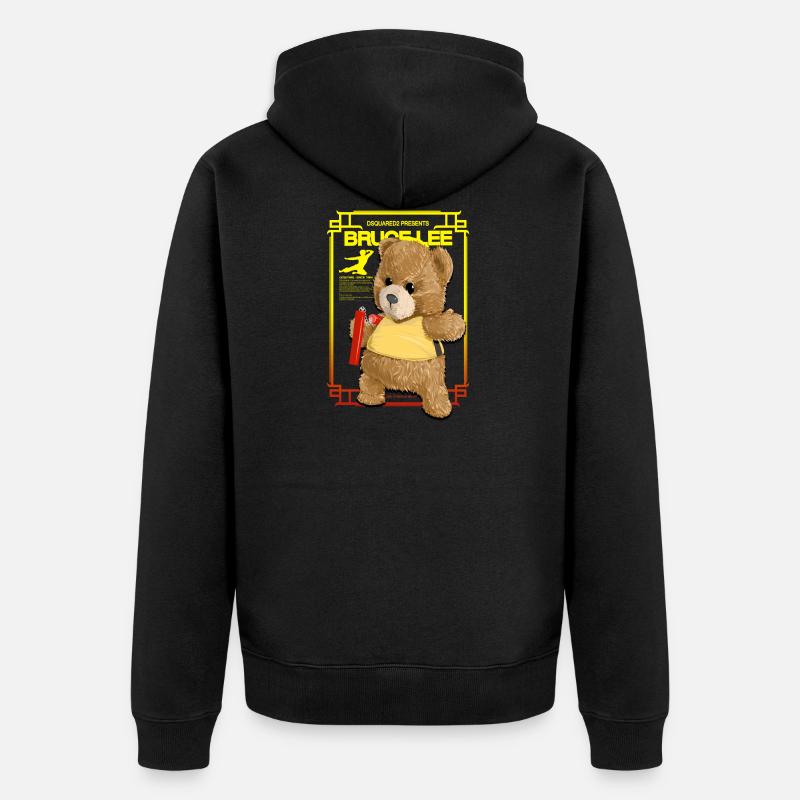 Ours Kongfu - Bruce Lee - Veste à capuche bio Premium Unisexe - noir