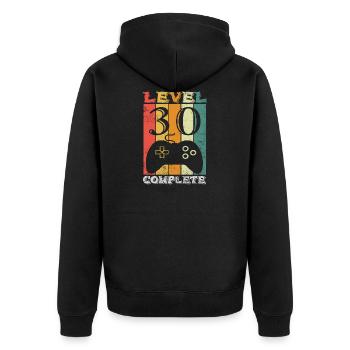 30. Geburtstag Mann 30 Jahre Level 30 Männer 1991 - Unisex Premium Bio Zip Hoodie - Schwarz - Hinten - Nico (187cm)
