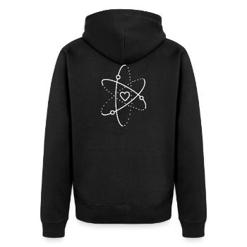 Heart Love Atom - Unisex Premium Organic Zip Hoodie - black - Back - Nico (187cm)