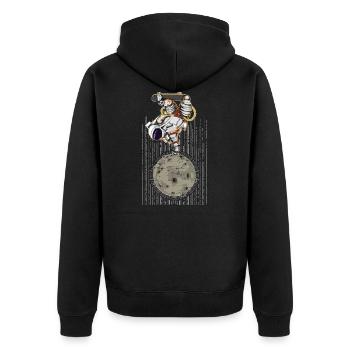 Skateboarder Astronaut Geschenk Weltraum - Unisex Premium Bio Zip Hoodie - Schwarz - Hinten - Nico (187cm)