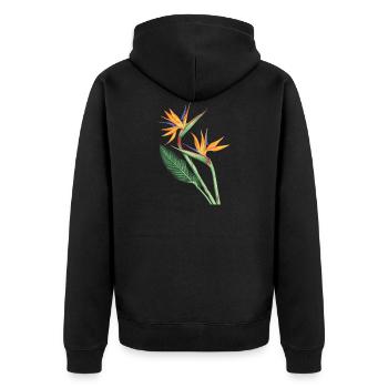 Vögel des Paradieses - Unisex Premium Bio Zip Hoodie - Schwarz - Hinten - Nico (187cm)