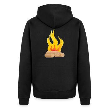 Feuer - Unisex Premium Bio Zip Hoodie - Schwarz - Hinten - Nico (187cm)