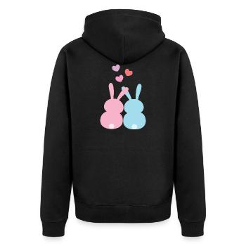 Lapins couple dans l’amour - Veste à capuche bio Premium Unisexe - noir - Dos - Nico (187cm)