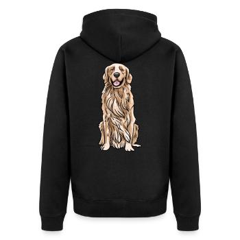 Golden Retriever - Unisex Premium Organic Zip Hoodie - black - Back - Nico (187cm)