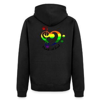 Herz bunt Notenschlüssel Regenbogenfarben - Unisex Premium Bio Zip Hoodie - Schwarz - Hinten - Nico (187cm)