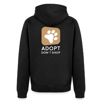Adopt - dont shop I Tierretter - Unisex Premium Bio Zip Hoodie - Schwarz - Hinten - Nico (187cm)
