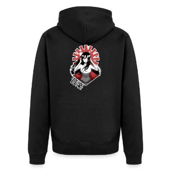 Girl listening to music - Unisex Premium Organic Zip Hoodie - black - Back - Nico (187cm)