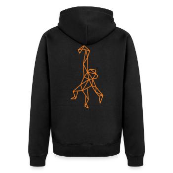 Affe Geometrisch Linie - Unisex Premium Bio Zip Hoodie - Schwarz - Hinten - Nico (187cm)