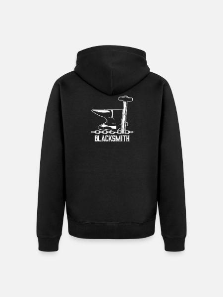 Blacksmith Hammer Anvil - Unisex Premium Organic Zip Hoodie - black