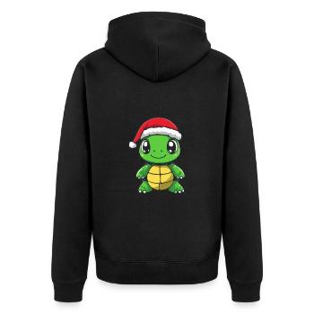 Turtle Christmas Christmas - Unisex Premium Organic Zip Hoodie - black - Back - Nico (187cm)