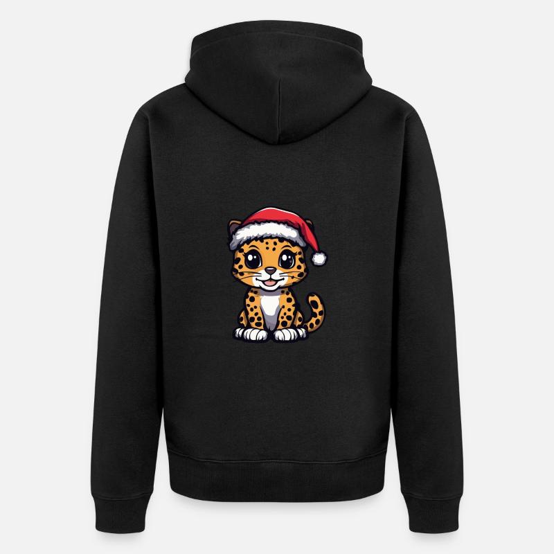 Noël léopard mignon - Veste à capuche bio Premium Unisexe - noir