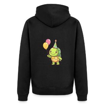 Turtle Birthday Baby - Unisex Premium Organic Zip Hoodie - black - Back - Nico (187cm)