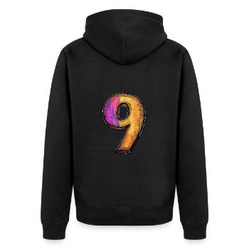 9 Symbole numérique - Veste à capuche bio Premium Unisexe - noir - Dos - Nico (187cm)