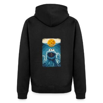 Sesamstraße Krümelmonster Hai - Unisex Premium Bio Zip Hoodie - Schwarz - Hinten - Nico (187cm)
