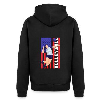 Volleyball Trainer - Unisex Premium Bio Zip Hoodie - Schwarz - Hinten - Nico (187cm)