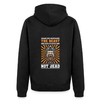 Wikinger Runen Donner Germanen - Unisex Premium Bio Zip Hoodie - Schwarz - Hinten - Nico (187cm)