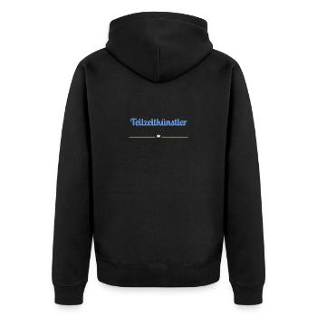 Teilzeit Künstler - Blau - Unisex Premium Bio Zip Hoodie - Schwarz - Hinten - Nico (187cm)