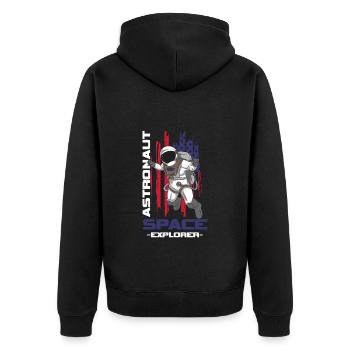Astronaut Raumanzug Rakete - Unisex Premium Bio Zip Hoodie - Schwarz - Hinten - Nico (187cm)