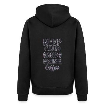 Coffee Bean Energy Fatigue Drinking - Unisex Premium Organic Zip Hoodie - black - Back - Nico (187cm)