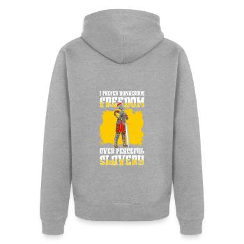 Krieger Kämpfer Geek Japan - Unisex Premium Bio Zip Hoodie - Grau meliert - Hinten - Nico (187cm)
