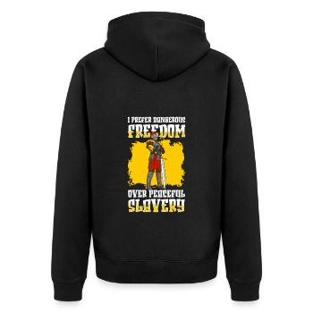 Krieger Kämpfer Geek Japan - Unisex Premium Bio Zip Hoodie - Schwarz - Hinten - Nico (187cm)