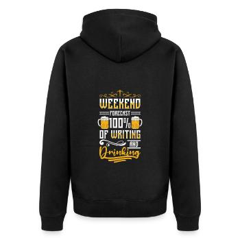 Book Library Author - Unisex Premium Organic Zip Hoodie - black - Back - Nico (187cm)
