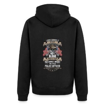 Polizei Gesetzeshüter Polizistin Uniform - Unisex Premium Bio Zip Hoodie - Schwarz - Hinten - Nico (187cm)