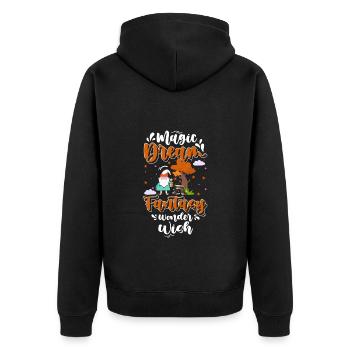 Zipfelmütze Wichtel Gärtner - Unisex Premium Bio Zip Hoodie - Schwarz - Hinten - Nico (187cm)