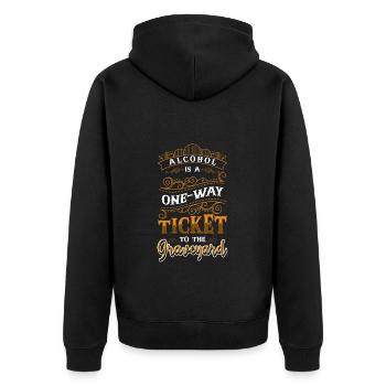 Bier Säufer Alkoholfreies Bier - Unisex Premium Bio Zip Hoodie - Schwarz - Hinten - Nico (187cm)