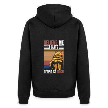 Hass Menschenmenge Misanthrop Ironie - Unisex Premium Bio Zip Hoodie - Schwarz - Hinten - Nico (187cm)