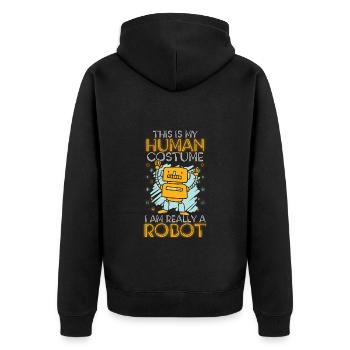 Android Gear Cyborg Tin Comrade - Unisex Premium Organic Zip Hoodie - black - Back - Nico (187cm)