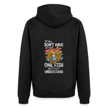 Aquarium Aquarist Haustier Zucht - Unisex Premium Bio Zip Hoodie - Schwarz - Hinten - Nico (187cm)