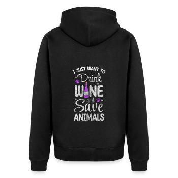 Tierfreund Naturschutz Retter Bewegung - Unisex Premium Bio Zip Hoodie - Schwarz - Hinten - Nico (187cm)