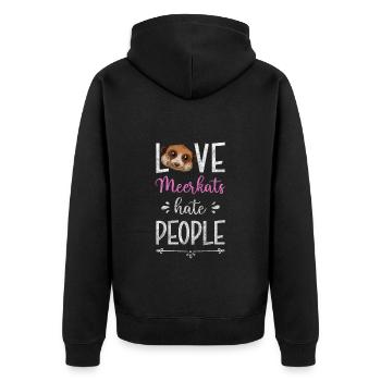 Erdmännchen Afrika Querstreifen Niedlich - Unisex Premium Bio Zip Hoodie - Schwarz - Hinten - Nico (187cm)