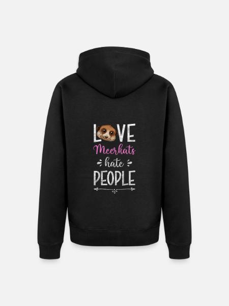 Erdmännchen Afrika Querstreifen Niedlich - Unisex Premium Bio Zip Hoodie - Schwarz