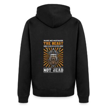 Viking Nordic Lightning German - Unisex Premium Organic Zip Hoodie - black - Back - Nico (187cm)