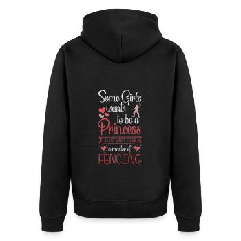 Fechtsport Kampf Tradition - Unisex Premium Bio Zip Hoodie - Schwarz - Hinten - Nico (187cm)