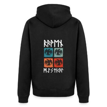 Krähe Dichter Schwarz Munin - Unisex Premium Bio Zip Hoodie - Schwarz - Hinten - Nico (187cm)