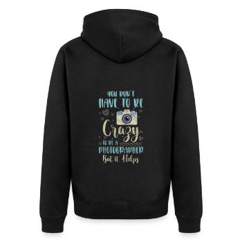 Kamera Fotografie Objektiv Fotoshooting - Unisex Premium Bio Zip Hoodie - Schwarz - Hinten - Nico (187cm)