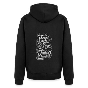 Tailor Scissors Tailor Seamstress - Unisex Premium Organic Zip Hoodie - black - Back - Nico (187cm)