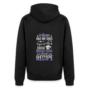 Küche Gastronomie Lecker Kochtopf - Unisex Premium Bio Zip Hoodie - Schwarz - Hinten - Nico (187cm)