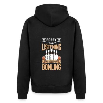 Bowling Ball Hobby Throwing Club - Unisex Premium Organic Zip Hoodie - black - Back - Nico (187cm)