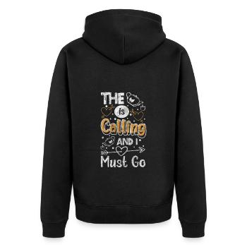 Teetrinker Entspannung Warm Grüner Tee - Unisex Premium Bio Zip Hoodie - Schwarz - Hinten - Nico (187cm)