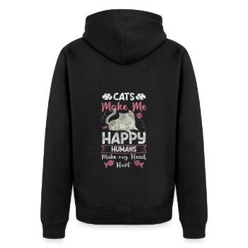 Chats, Animaux - Veste à capuche bio Premium Unisexe - noir - Dos - Nico (187cm)