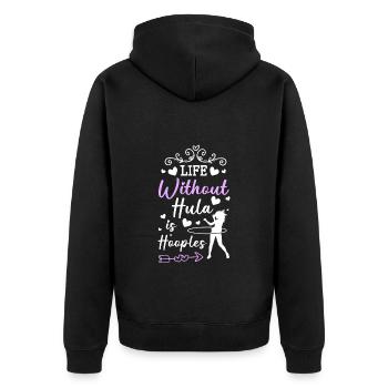 Hulahoop Sport Abnehmen Fit - Unisex Premium Bio Zip Hoodie - Schwarz - Hinten - Nico (187cm)