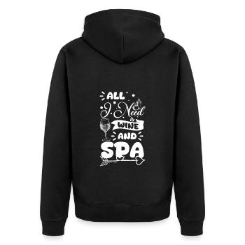 Wellness Urlaub Beauty - Unisex Premium Bio Zip Hoodie - Schwarz - Hinten - Nico (187cm)
