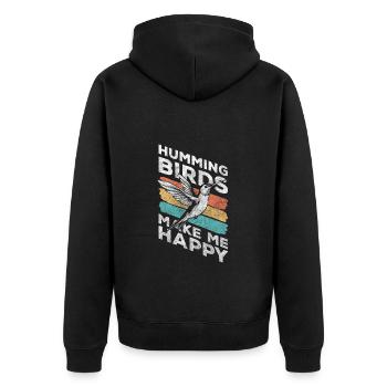 Hummingbird Animal Colorful Magical - Unisex Premium Organic Zip Hoodie - black - Back - Nico (187cm)
